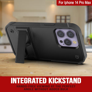 Funda Punkcase iPhone 14 Pro Max [Serie Reliance] Cubierta Protectora Híbrida de Grado Militar con Soporte Incorporado [Negro].
