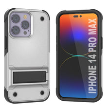 Cargar imagen en el visor de la galería, Funda Punkcase iPhone 14 Pro Max [Serie Reliance] Protectora Híbrida de Grado Militar con Soporte Incorporado [Blanco-Negro]

