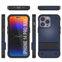 Cargar imagen en el visor de la galería, Funda Punkcase para iPhone 14 Pro Max [Serie Reliance] Cubierta Militar Híbrida de Grado Protector con Soporte Incorporado [Azul Marino-Negro]
