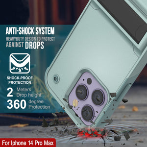 Funda Punkcase iPhone 14 Pro Max [Serie Reliance] Protectora Híbrida de Grado Militar con Soporte Incorporado [Verde]