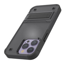 Load image into Gallery viewer, Carcasa Punkcase iPhone 14 Pro Max [Serie Reliance] Cubierta híbrida protectora de grado militar con soporte incorporado [Gris-Negro]
