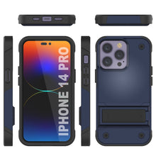 Load image into Gallery viewer, Funda Punkcase iPhone 14 Pro [Serie Reliance] Protectora Híbrida de Grado Militar con Soporte Incorporado [Azul Marino-Negro]
