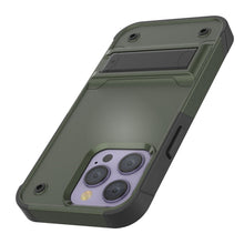 Load image into Gallery viewer, Funda Punkcase iPhone 14 Pro [Serie Reliance] Cubierta híbrida protectora de grado militar con soporte incorporado [Verde ejército-negro]
