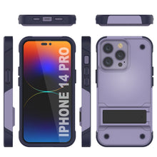 Load image into Gallery viewer, Funda Punkcase para iPhone 14 Pro [Serie Reliance] Funda híbrida protectora de grado militar con soporte integrado [Morado-Azul Marino]
