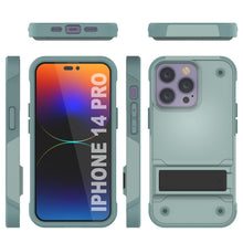 Load image into Gallery viewer, Funda Punkcase para iPhone 14 Pro [Serie Reliance] Cubierta protectora híbrida de grado militar con soporte integrado [Verde]
