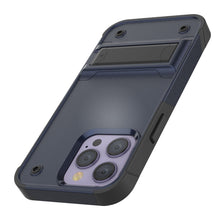 Load image into Gallery viewer, Funda Punkcase iPhone 14 Pro [Serie Reliance] Protectora Híbrida de Grado Militar con Soporte Incorporado [Azul Marino-Negro]
