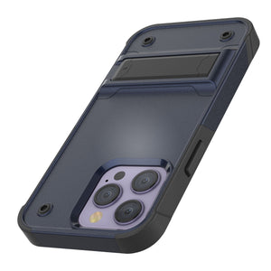 Funda Punkcase iPhone 14 Pro [Serie Reliance] Protectora Híbrida de Grado Militar con Soporte Incorporado [Azul Marino-Negro]