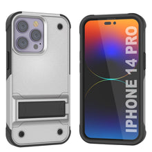 Load image into Gallery viewer, Funda Punkcase iPhone 14 Pro [Serie Reliance] Funda Protectora Híbrida de Grado Militar con Soporte Incorporado [Blanco-Negro]
