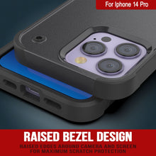 Load image into Gallery viewer, Funda Punkcase iPhone 14 Pro [Serie Reliance] Carcasa protectora híbrida de grado militar con soporte incorporado [Gris-Negro]
