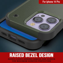 Load image into Gallery viewer, Funda Punkcase iPhone 14 Pro [Serie Reliance] Cubierta híbrida protectora de grado militar con soporte incorporado [Verde ejército-negro]
