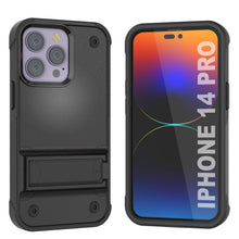 Load image into Gallery viewer, Funda Punkcase para iPhone 14 Pro [Serie Reliance]: Cubierta protectora híbrida de grado militar con soporte integrado [Negro]
