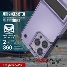 Load image into Gallery viewer, Funda Punkcase para iPhone 14 Pro [Serie Reliance] Funda híbrida protectora de grado militar con soporte integrado [Morado-Azul Marino]
