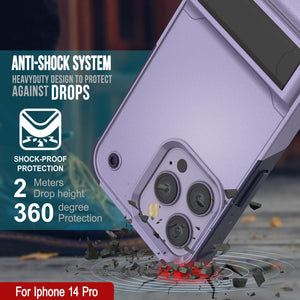 Funda Punkcase para iPhone 14 Pro [Serie Reliance] Funda híbrida protectora de grado militar con soporte integrado [Morado-Azul Marino]