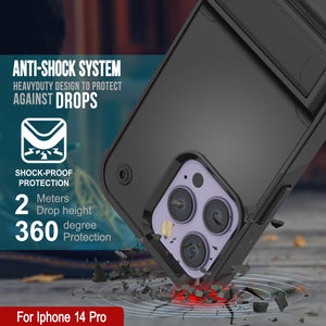 Funda Punkcase para iPhone 14 Pro [Serie Reliance]: Cubierta protectora híbrida de grado militar con soporte integrado [Negro]