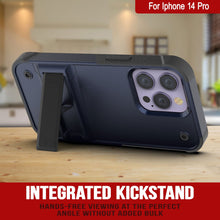 Load image into Gallery viewer, Funda Punkcase iPhone 14 Pro [Serie Reliance] Protectora Híbrida de Grado Militar con Soporte Incorporado [Azul Marino-Negro]
