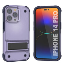 Load image into Gallery viewer, Funda Punkcase para iPhone 14 Pro [Serie Reliance] Funda híbrida protectora de grado militar con soporte integrado [Morado-Azul Marino]
