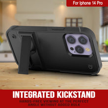Load image into Gallery viewer, Funda Punkcase para iPhone 14 Pro [Serie Reliance]: Cubierta protectora híbrida de grado militar con soporte integrado [Negro]
