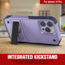 Load image into Gallery viewer, Funda Punkcase para iPhone 14 Pro [Serie Reliance] Funda híbrida protectora de grado militar con soporte integrado [Morado-Azul Marino]
