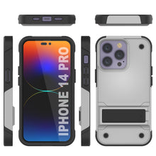Load image into Gallery viewer, Funda Punkcase iPhone 14 Pro [Serie Reliance] Funda Protectora Híbrida de Grado Militar con Soporte Incorporado [Blanco-Negro]
