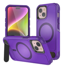 Load image into Gallery viewer, Funda PunkCase para iPhone 14, [Serie Spartan X] Funda resistente y resistente con soporte y anillo magnético [púrpura]
