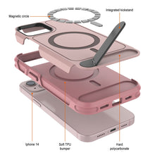 Cargar imagen en el visor de la galería, Funda PunkCase para iPhone 14, [Serie Spartan X] Carcasa resistente y duradera con soporte y anillo magnético [rosa]
