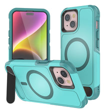 Cargar imagen en el visor de la galería, PunkCase Funda para iPhone 14, [Serie Spartan X] Funda resistente y resistente con soporte y anillo magnético [Azul]
