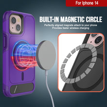 Load image into Gallery viewer, Funda PunkCase para iPhone 14, [Serie Spartan X] Funda resistente y resistente con soporte y anillo magnético [púrpura]
