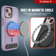 Load image into Gallery viewer, PunkCase Funda para iPhone 14, [Serie Spartan X] Funda resistente y resistente con soporte y anillo magnético [lila]
