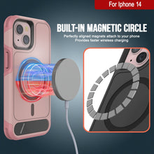 Cargar imagen en el visor de la galería, Funda PunkCase para iPhone 14, [Serie Spartan X] Carcasa resistente y duradera con soporte y anillo magnético [rosa]
