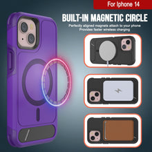 Load image into Gallery viewer, Funda PunkCase para iPhone 14, [Serie Spartan X] Funda resistente y resistente con soporte y anillo magnético [púrpura]
