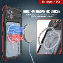 Cargar imagen en el visor de la galería, Funda impermeable de aluminio serie iPhone 14 Plus Metal Extreme 2.0 con protector de pantalla integrado IP68 [Negro-Rojo]
