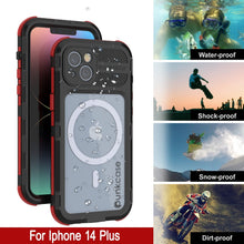 Cargar imagen en el visor de la galería, Funda impermeable de aluminio serie iPhone 14 Plus Metal Extreme 2.0 con protector de pantalla integrado IP68 [Negro-Rojo]
