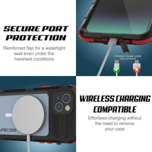 Cargar imagen en el visor de la galería, Funda impermeable de aluminio serie iPhone 14 Plus Metal Extreme 2.0 con protector de pantalla integrado IP68 [Negro-Rojo]
