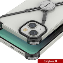 Cargar imagen en el visor de la galería, Fundas Punkcase para iPhone 14 [Serie Backbone]: Funda ultra delgada y minimalista de aluminio metálico con marco en forma de X para iPhone 14 (2022) (6.1&quot;) [Negro].
