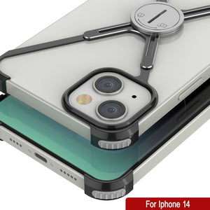 Fundas Punkcase para iPhone 14 [Serie Backbone]: Funda ultra delgada y minimalista de aluminio metálico con marco en forma de X para iPhone 14 (2022) (6.1") [Negro].