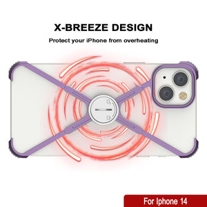 Funda de borde Punkcase iPhone 14 [Serie Backbone] de aluminio ultra delgada y minimalista con marco X para iPhone 14 (2022) (6.1") [Morado].