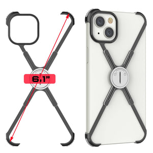 Fundas Punkcase para iPhone 14 [Serie Backbone]: Funda ultra delgada y minimalista de aluminio metálico con marco en forma de X para iPhone 14 (2022) (6.1") [Negro].