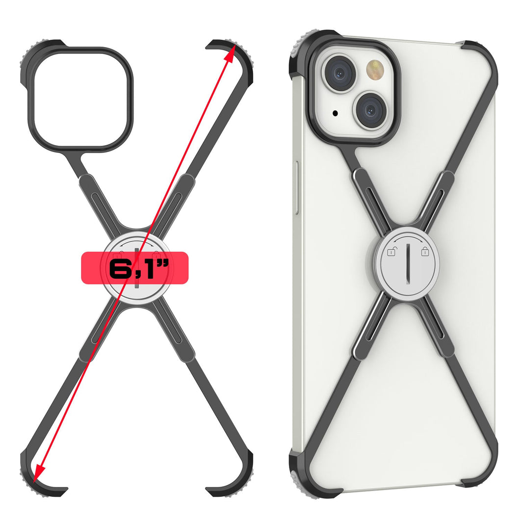 Fundas Punkcase para iPhone 14 [Serie Backbone]: Funda ultra delgada y minimalista de aluminio metálico con marco en forma de X para iPhone 14 (2022) (6.1