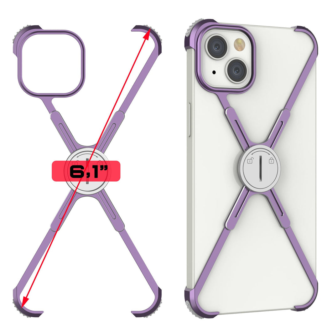 Funda de borde Punkcase iPhone 14 [Serie Backbone] de aluminio ultra delgada y minimalista con marco X para iPhone 14 (2022) (6.1