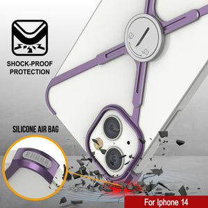 Funda de borde Punkcase iPhone 14 [Serie Backbone] de aluminio ultra delgada y minimalista con marco X para iPhone 14 (2022) (6.1") [Morado].