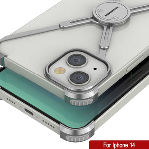 Funda Punkcase iPhone 14 Bumper [Serie Backbone] Ultra Slim Minimalista de Aluminio Metalizado para iPhone 14 (2022) (6.1") [Plata].