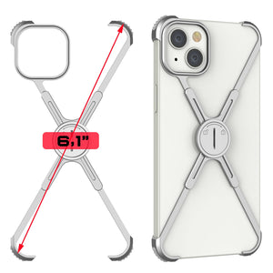 Funda Punkcase iPhone 14 Bumper [Serie Backbone] Ultra Slim Minimalista de Aluminio Metalizado para iPhone 14 (2022) (6.1") [Plata].