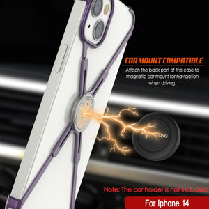Funda de borde Punkcase iPhone 14 [Serie Backbone] de aluminio ultra delgada y minimalista con marco X para iPhone 14 (2022) (6.1") [Morado].