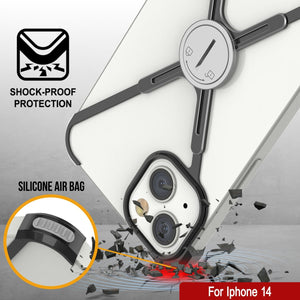 Fundas Punkcase para iPhone 14 [Serie Backbone]: Funda ultra delgada y minimalista de aluminio metálico con marco en forma de X para iPhone 14 (2022) (6.1") [Negro].