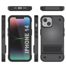 Load image into Gallery viewer, Funda Punkcase iPhone 14 [Serie Reliance] Cubierta híbrida protectora de grado militar con soporte integrado [Gris-Negro]
