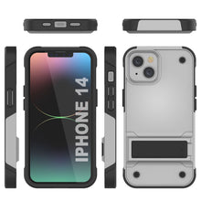 Load image into Gallery viewer, Fundas Punkcase para iPhone 14 [Serie Reliance], cubierta protectora híbrida de grado militar con soporte incorporado [Blanco-Negro].
