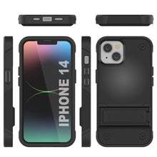 Load image into Gallery viewer, Funda Punkcase iPhone 14 [Serie Reliance] Funda Híbrida Protectora de Grado Militar con Soporte Incorporado [Negro]
