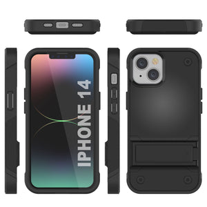 Funda Punkcase iPhone 14 [Serie Reliance] Funda Híbrida Protectora de Grado Militar con Soporte Incorporado [Negro]