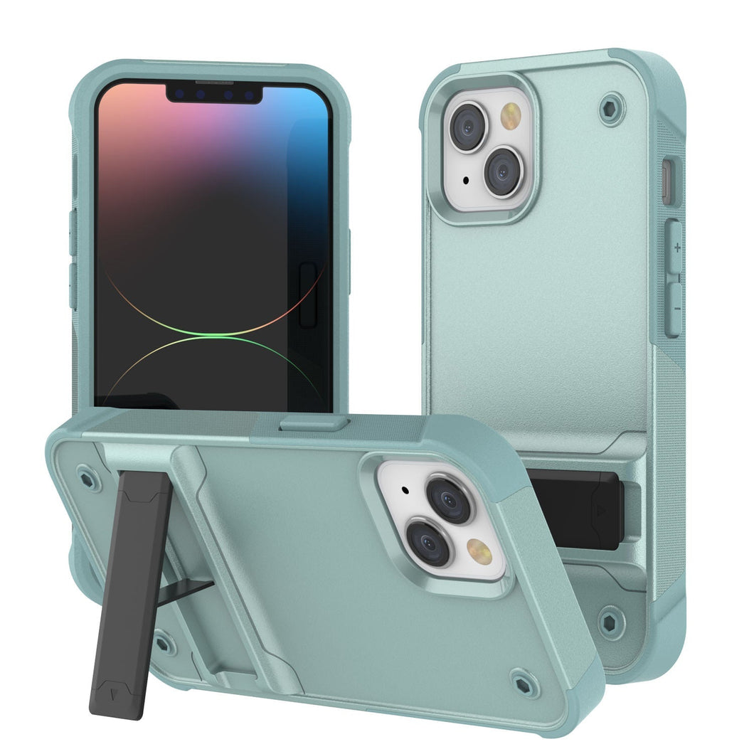 Funda Punkcase iPhone 14 [Serie Reliance] Funda Híbrida Protectora de Grado Militar con Soporte Incorporado [Verde]
