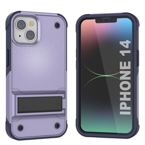 Funda para iPhone 14 de Punkcase [Serie Reliance] Cubierta híbrida protectora de grado militar con soporte incorporado [Morado-Marino]